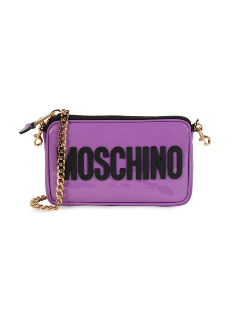

Сумка через плечо из лакированной кожи с логотипом Moschino, фиолетовый