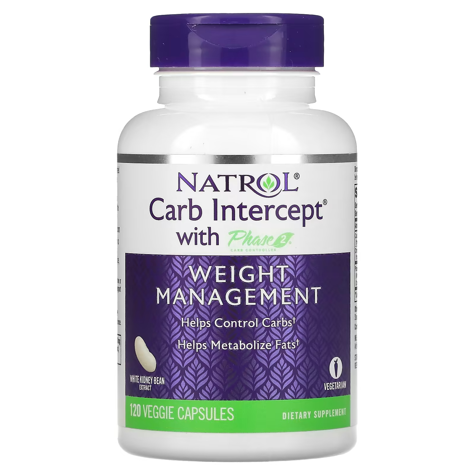 Natrol Carb Intercept с контроллером углеводов фазы 2, 120 растительных капсул natrol carb intercept с phase 2 carb controller 500 мг 60 растительных капсул