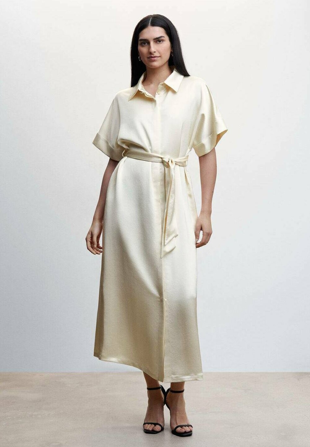 

Платье-рубашка Mango, молочный