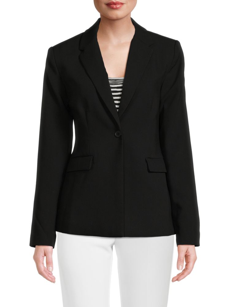 Однотонный пиджак на одной пуговице T Tahari, черный однотонный пиджак на одной пуговице dkny цвет light fatique