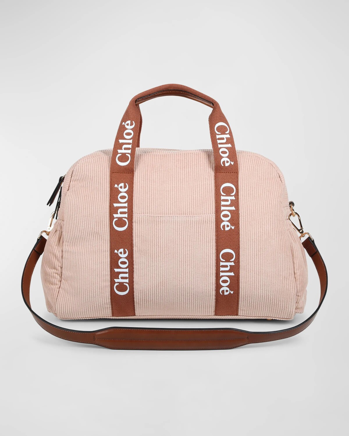 

Детская вельветовая пеленальная сумка с логотипом Grosgrain Chloe, розовый
