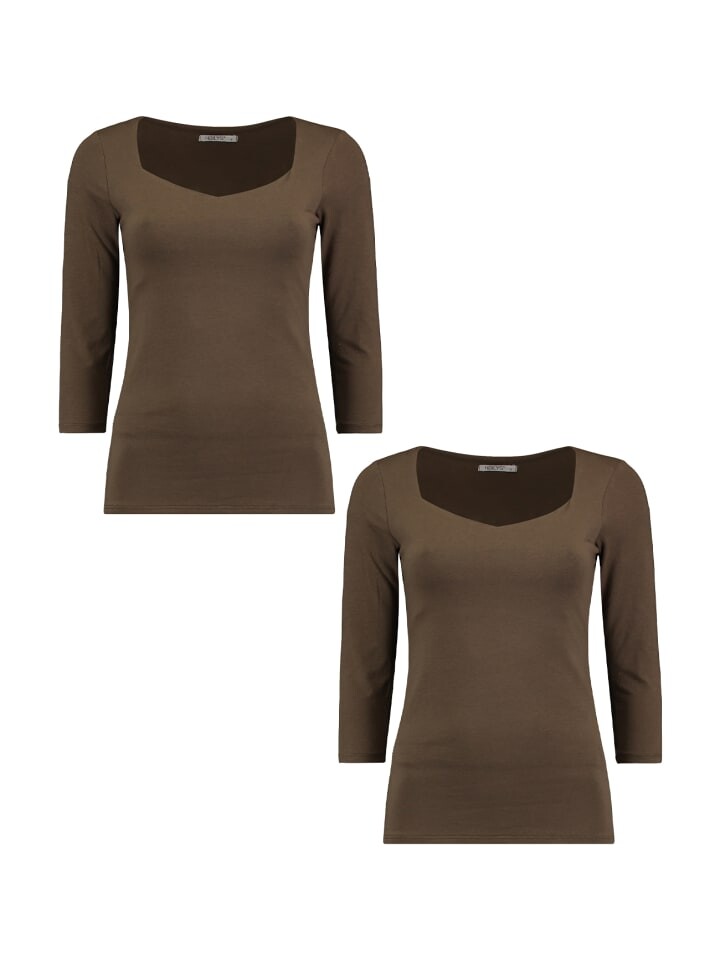 

Футболка Hailys 2 er Stück Set Stretch Longsleeve NOA, темно-коричневый