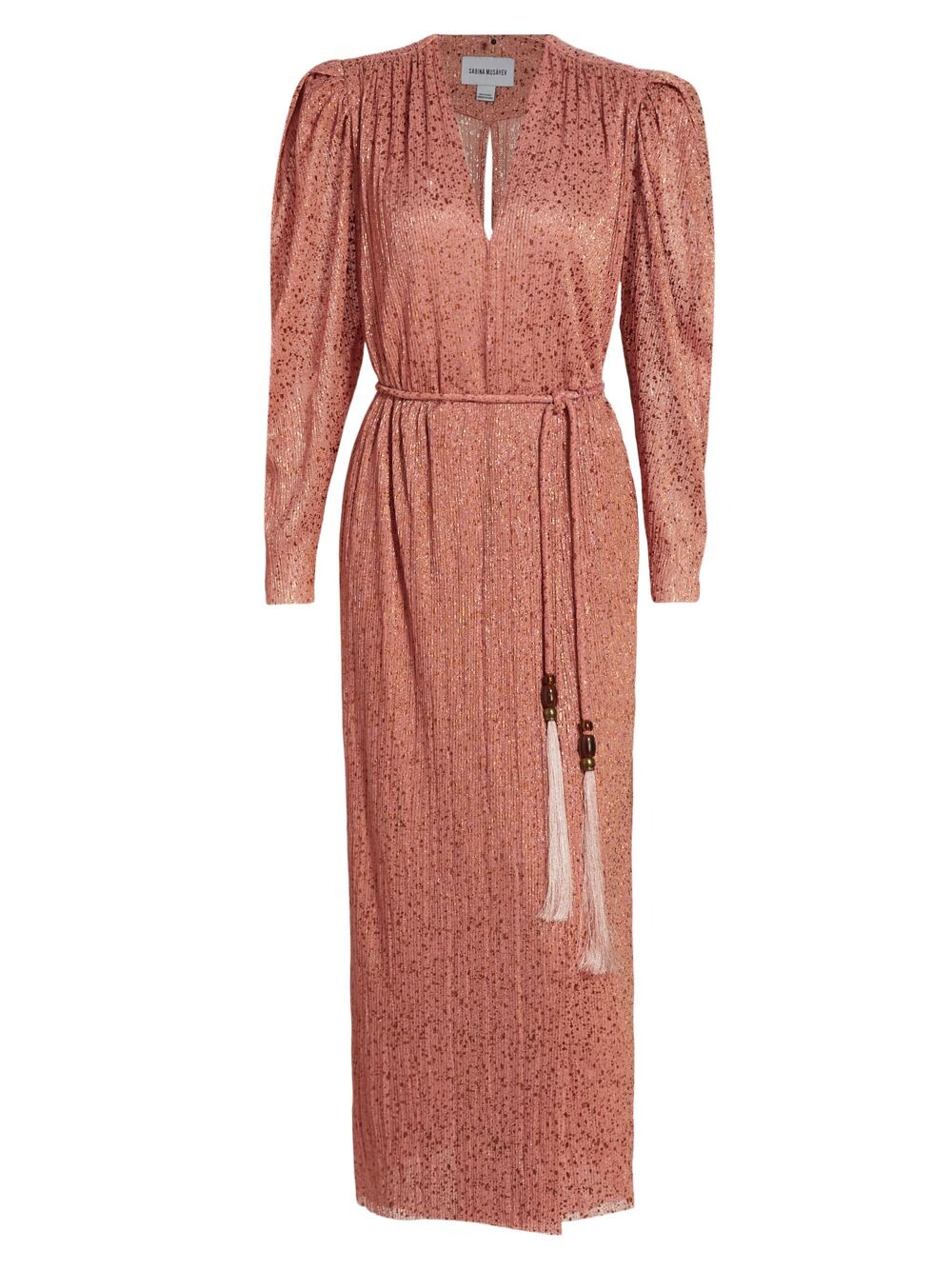 

Платье миди с кисточками и мраморной фольгой SABINA MUSÁYEV, бронзовый, Коричневый