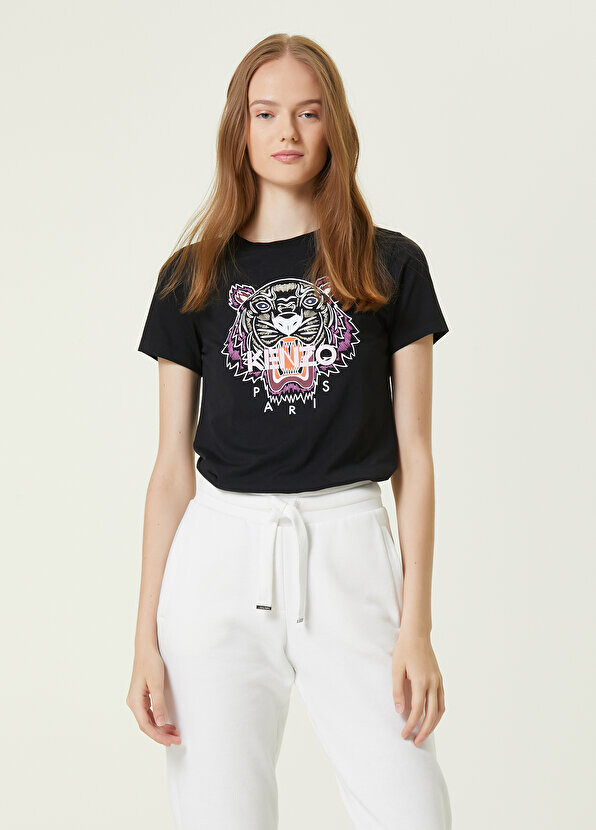 

Черная футболка с круглым вырезом tiger Kenzo, Черный