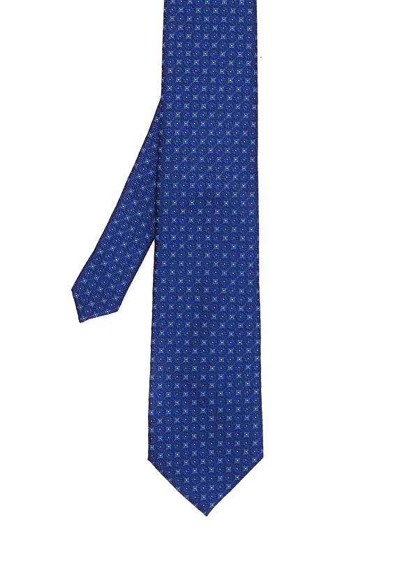 Синий шелковый галстук с микро-узором Beymen