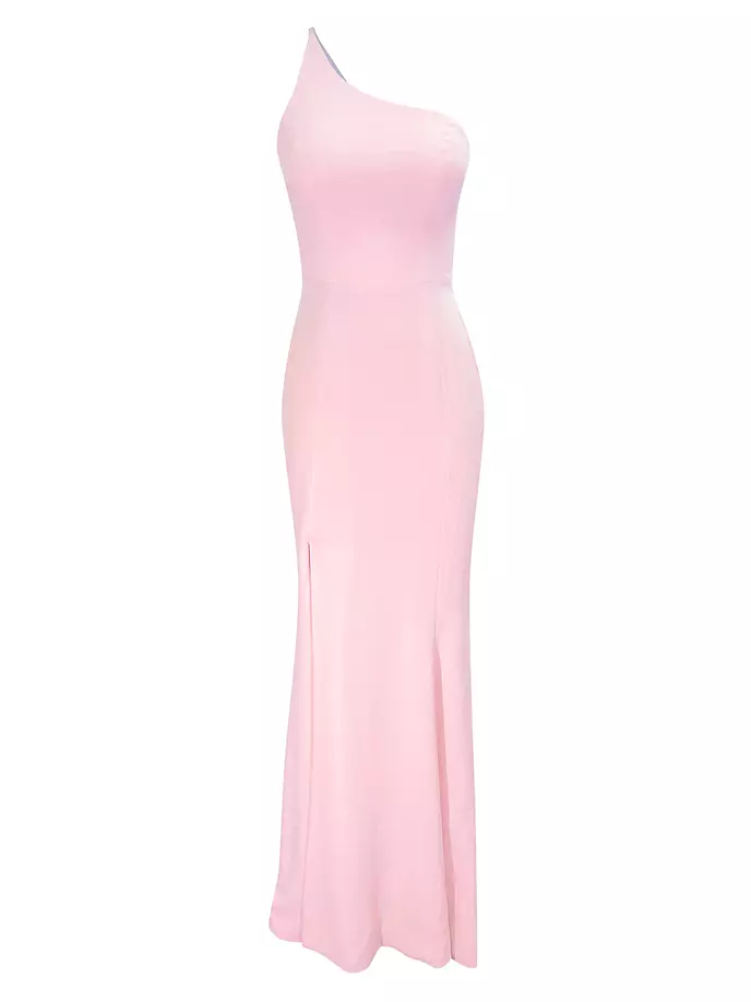 

Облегающее платье макси Amy на одно плечо Dress The Population, цвет vintage pink
