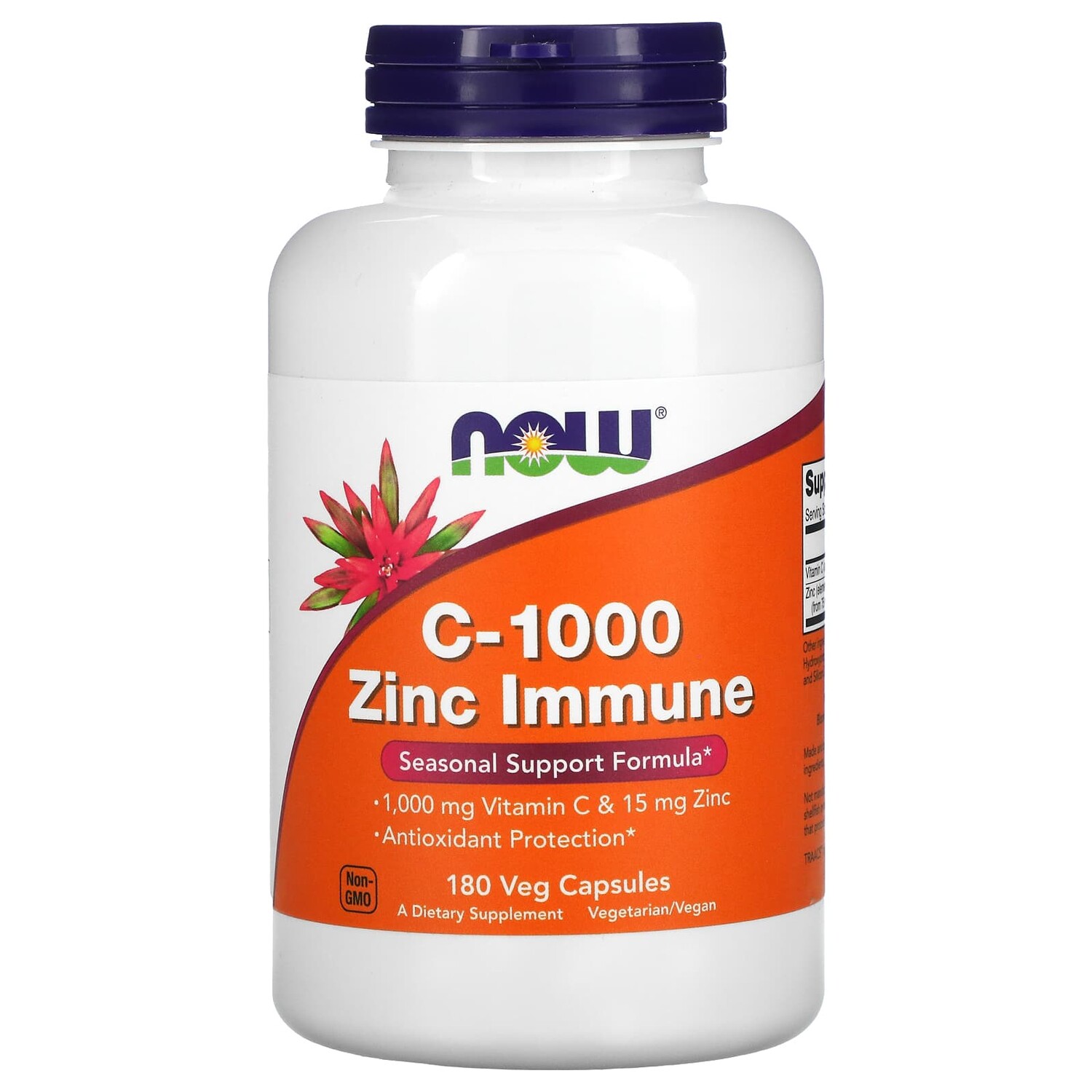 

C-1000 и цинк для иммунитета, 180 растительных капсул, NOW Foods