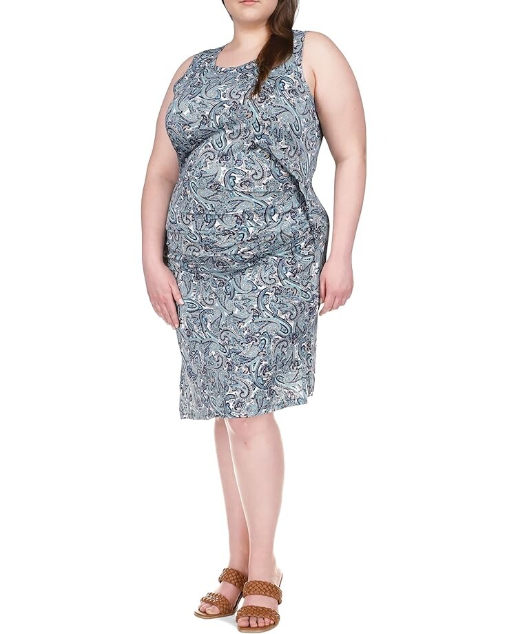 

Платье MICHAEL Michael Kors Plus Size Paisley Crew Neck Drape, синий