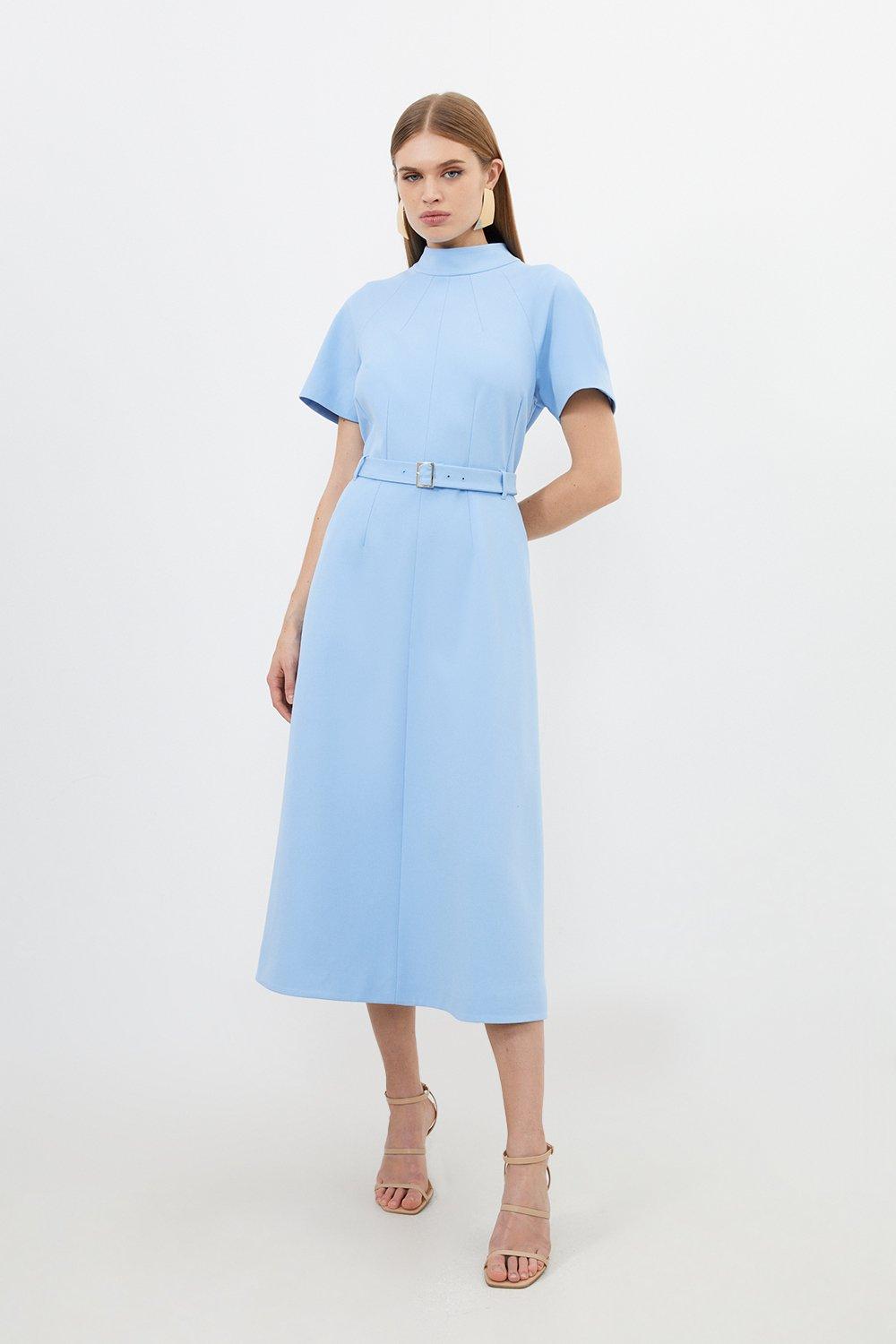 Индивидуальное платье миди с пышной юбкой и поясом Karen Millen, синий