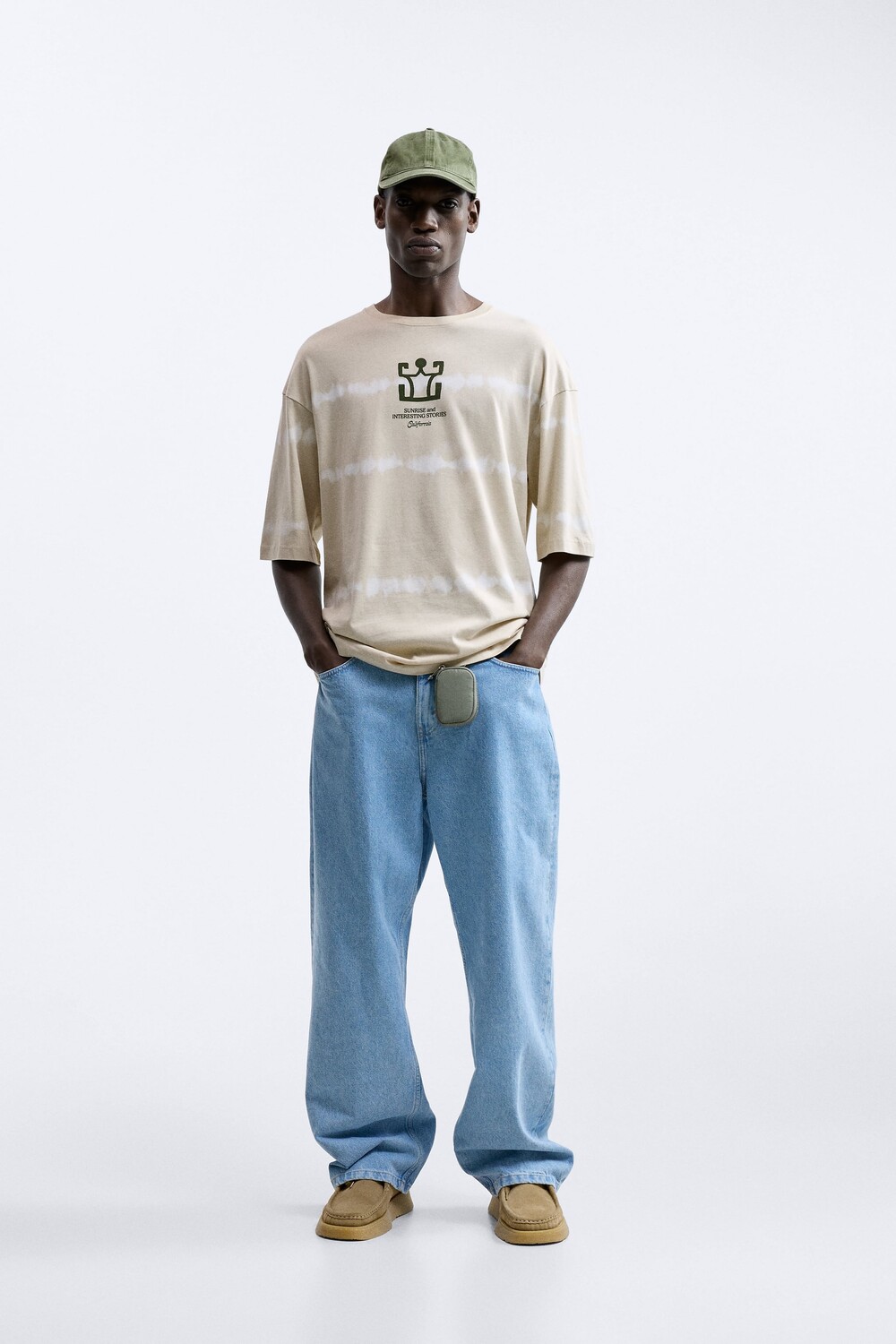 

Футболка в полоску tie dye Zara, бежевый