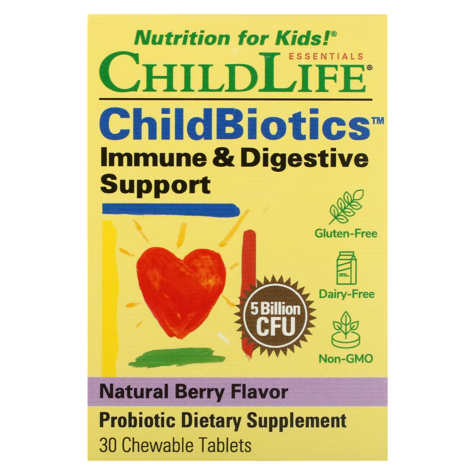 Пищевая добавка ChildLife Essentials ChildBiotics поддержка иммунитета и пищеварения, 30 жевательных таблеток flintstones мультивитаминная добавка для детей поддержка иммунитета фруктовый вкус 60 жевательных таблеток