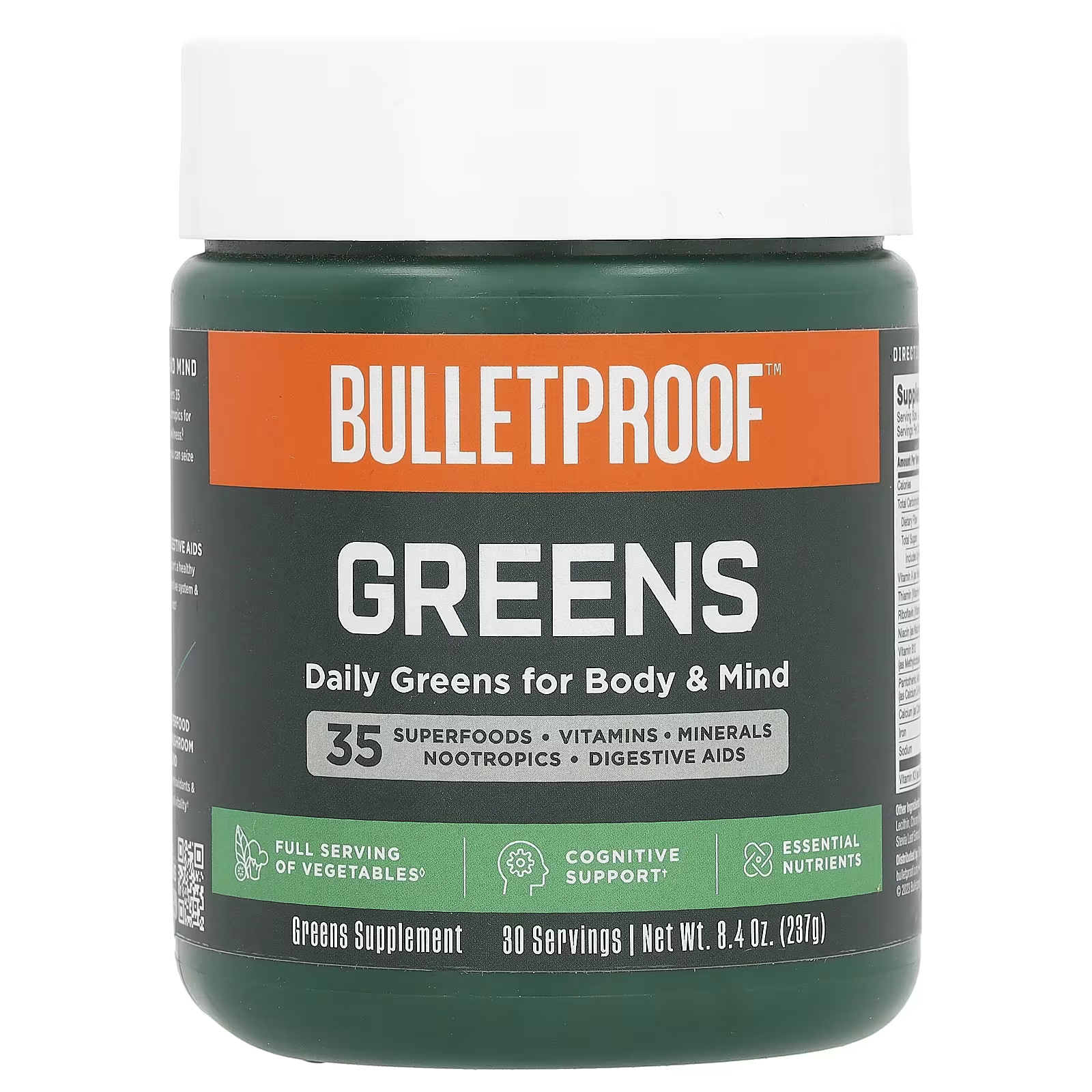 Пищевая добавка BulletProof Greens, 237 г пищевая добавка bulletproof collagen peptides ваниль 405 г