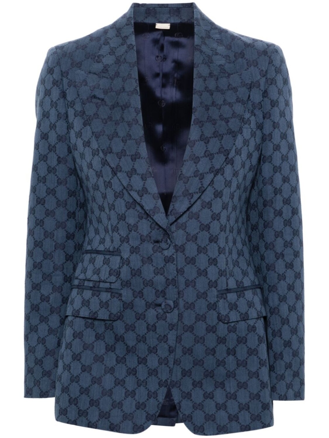 

Gucci однобортный блейзер с узором GG, синий