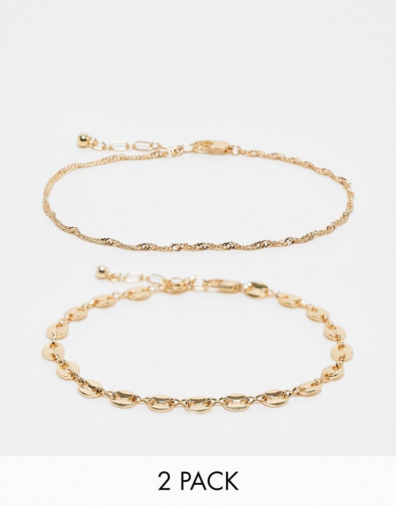 

Набор из 2 золотых браслетов Topshop Arabella