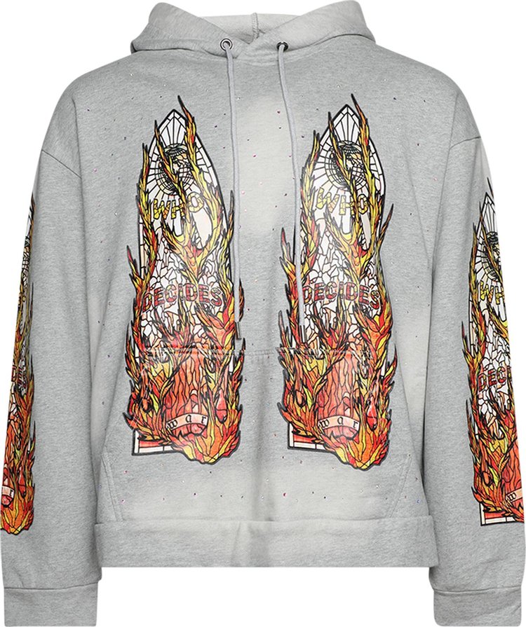 Толстовка Who Decides War Flames Glass Hooded 'Vintage Grey', серый