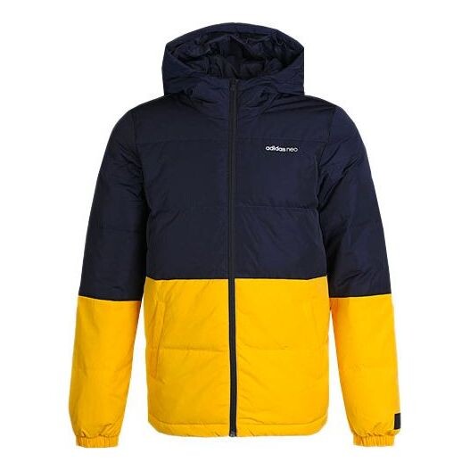 

Пуховик adidas neo M Cb Dwn Puff Stay Warm Sports hooded down Jacket Gold Blue, синий