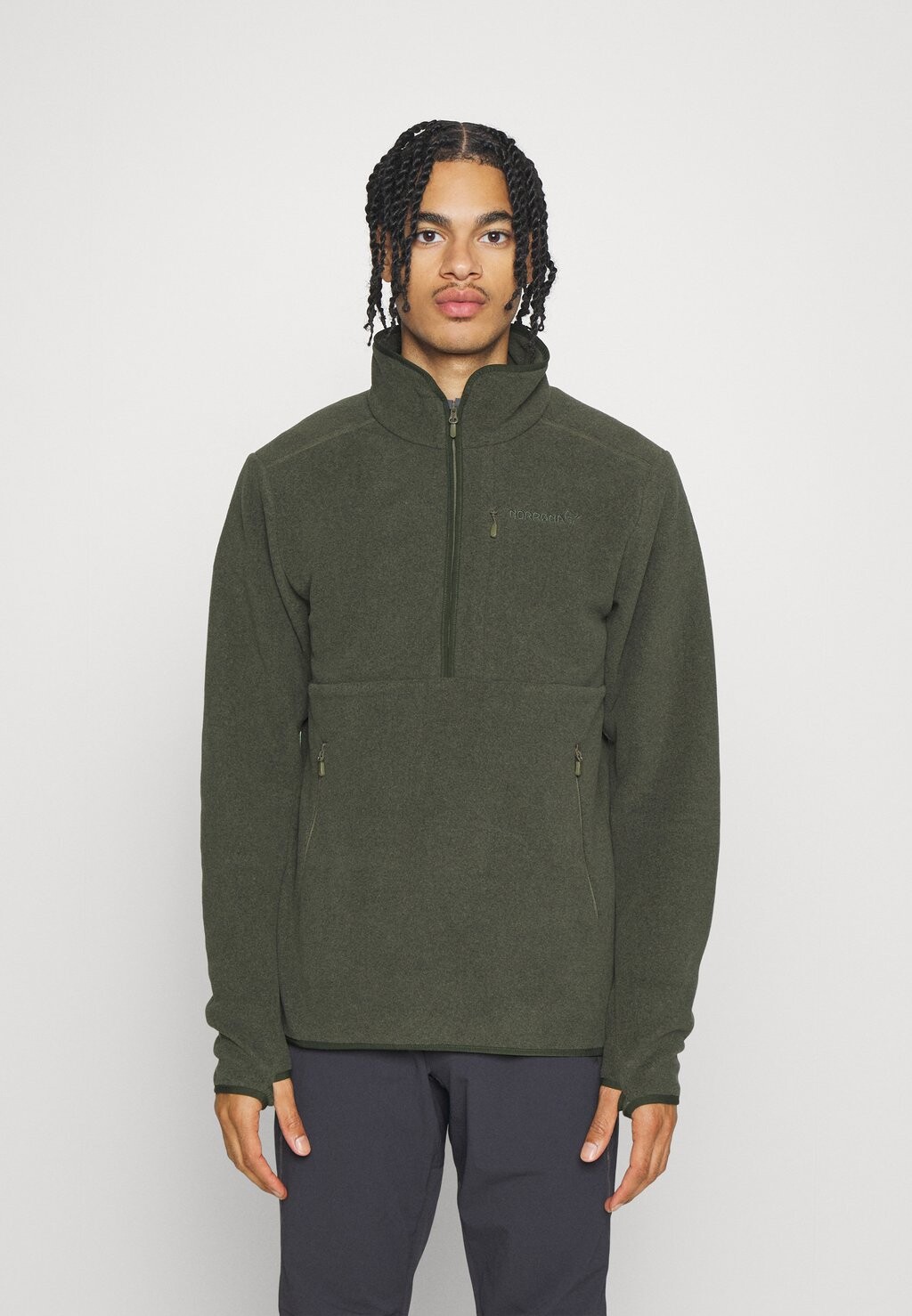 

Флисовая толстовка WARM HALFZIP Norrøna, оливковая ночь, Зеленый
