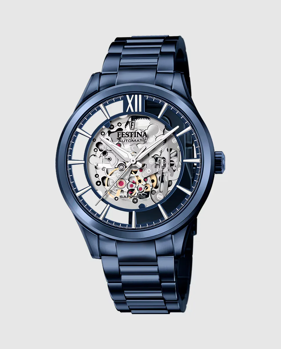 

Мужские часы F20631/1 Автоматические синяя сталь Festina, синий