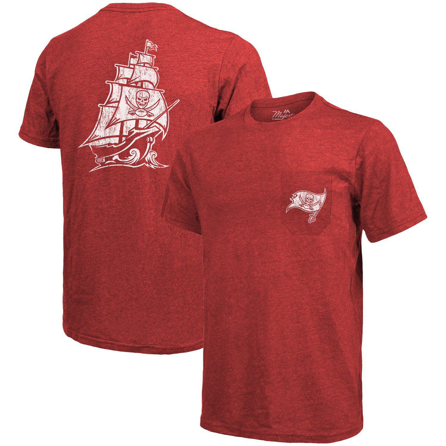 

Футболка с карманами Tri-Blend Tampa Bay Buccaneers Majestic Threads - красная