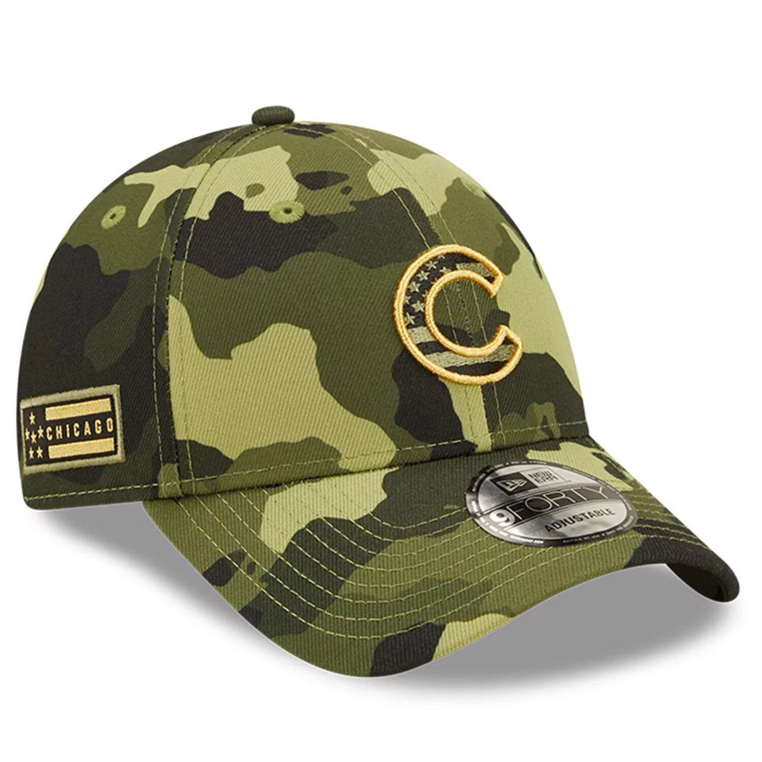 Мужская регулируемая кепка New Era Camo Chicago Cubs 2022 Armed Forces Day 9FORTY Snapback