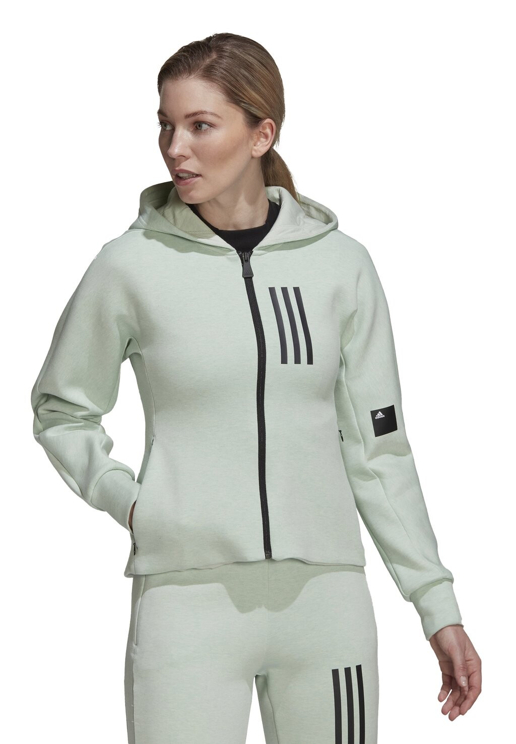 

Толстовка на молнии Adidas Vetoketjullinen College, лен зеленый мел