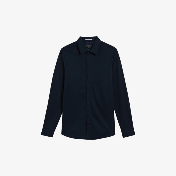 

Рубашка Marros из хлопкового джерси с длинными рукавами Ted Baker, темно-синий