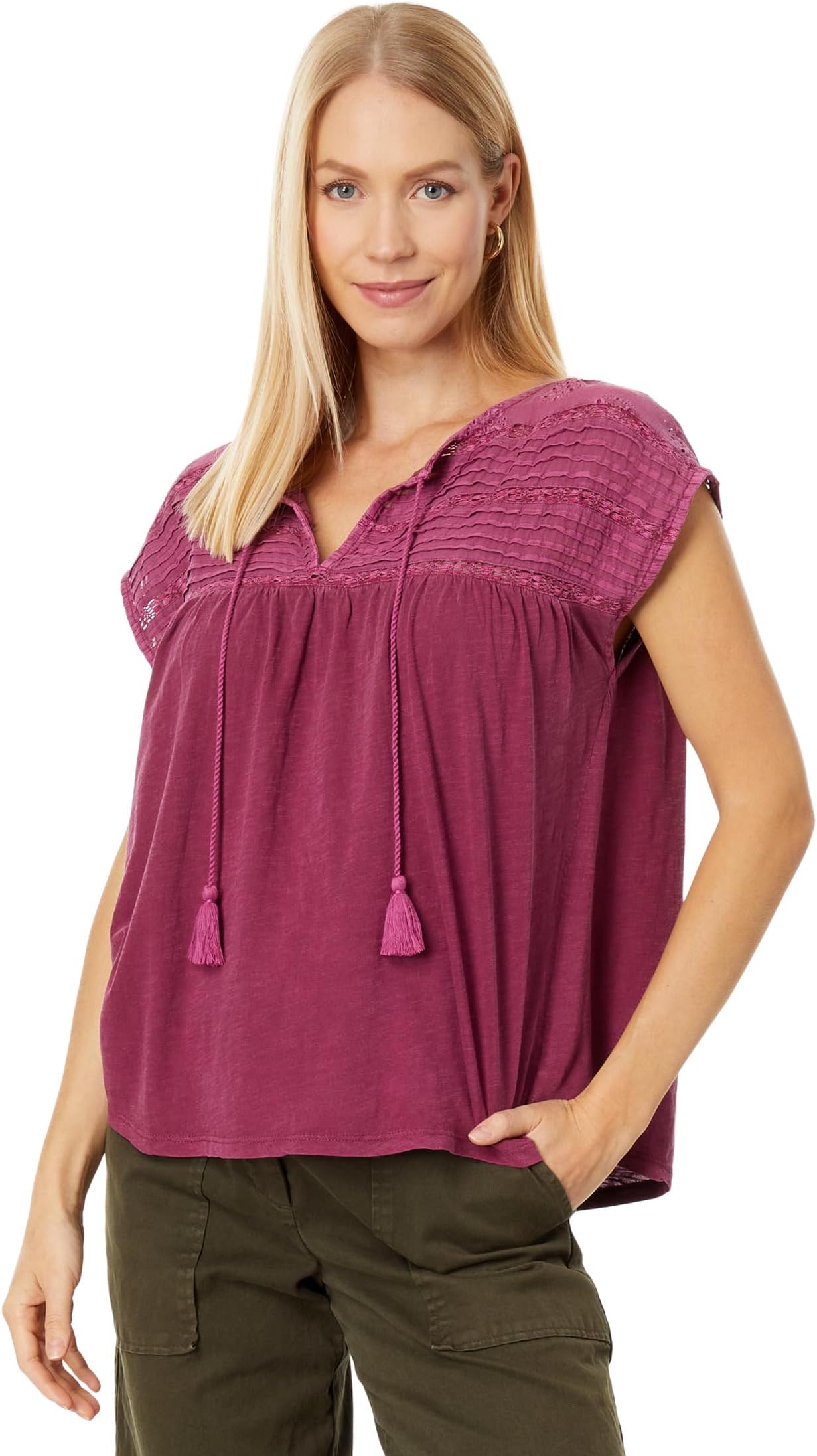 

Топ с вырезом Schiffley Notch Lucky Brand, цвет Boysenberry