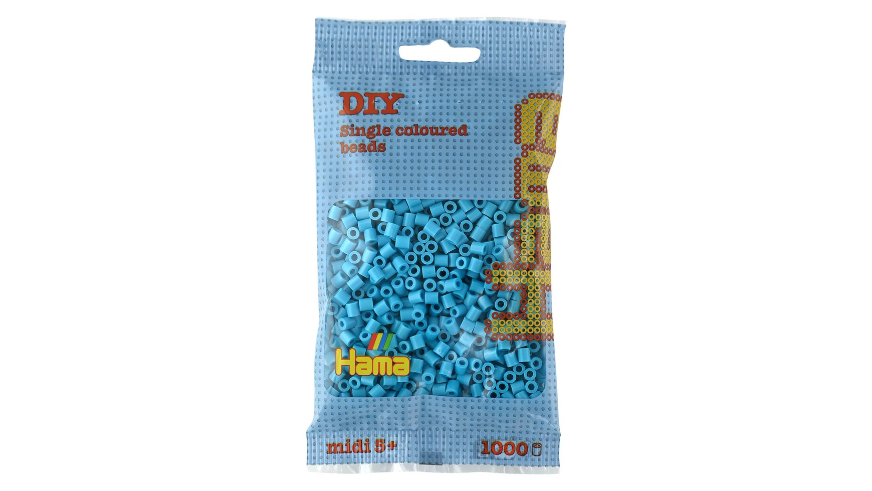 цена Гладильный бисер миди5+ сумка с бисером лазурно-синяя 1000 штук Hama Perlen