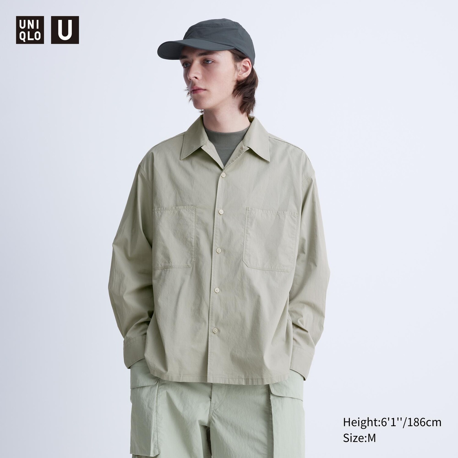 

Рубашка с открытым шеи UNIQLO, серый