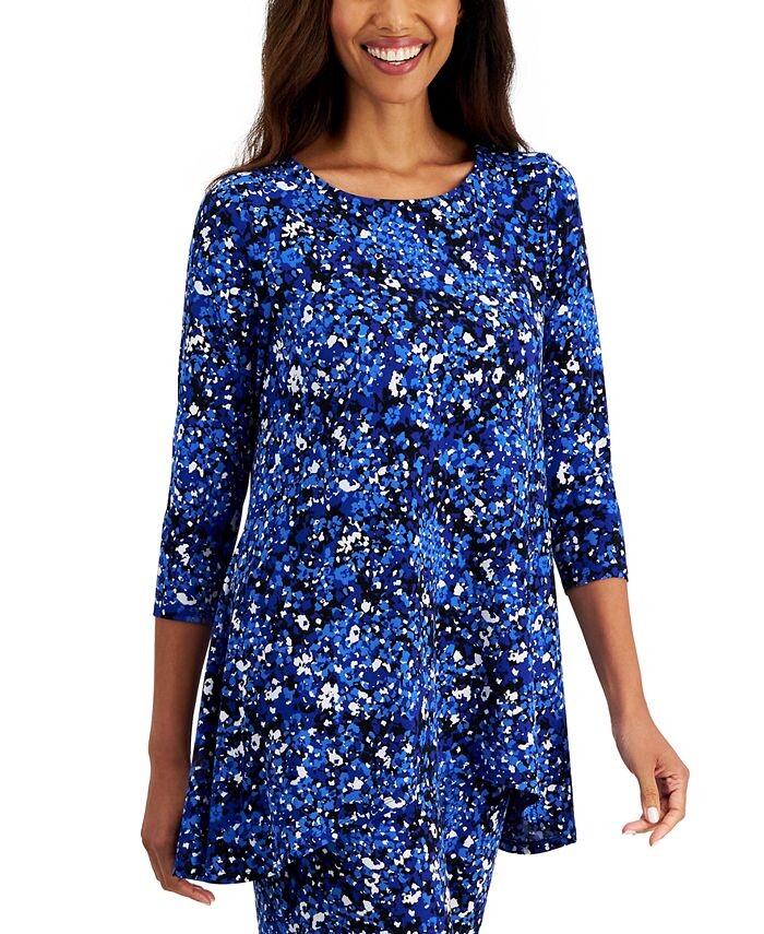 

Вязаный свободный топ Petite Sea of Petals JM Collection, синий