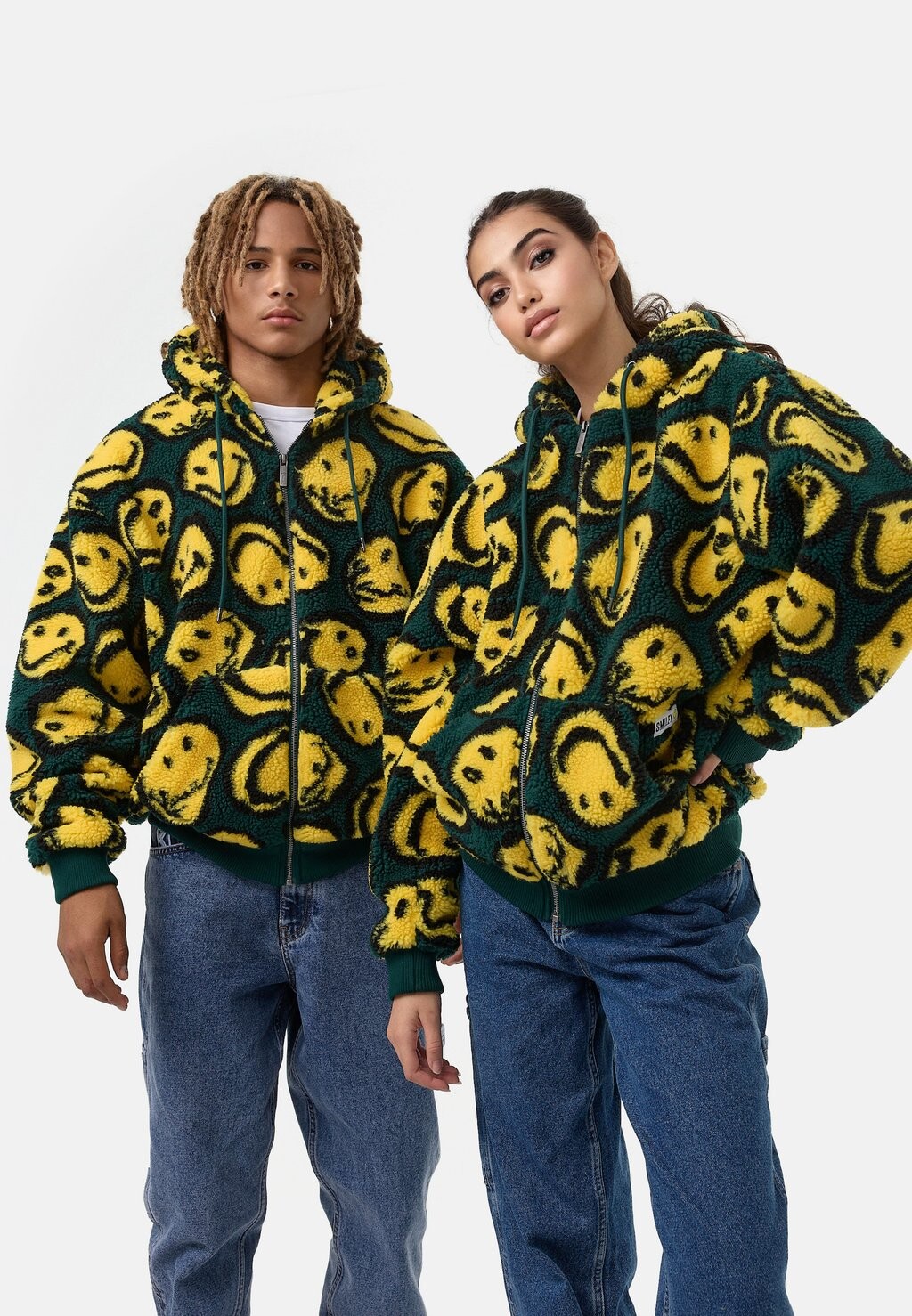

Куртка из искусственной кожи SIGNATURE SMILEY FULL ZIP UNISEX Karl Kani, зеленый/желтый/черный