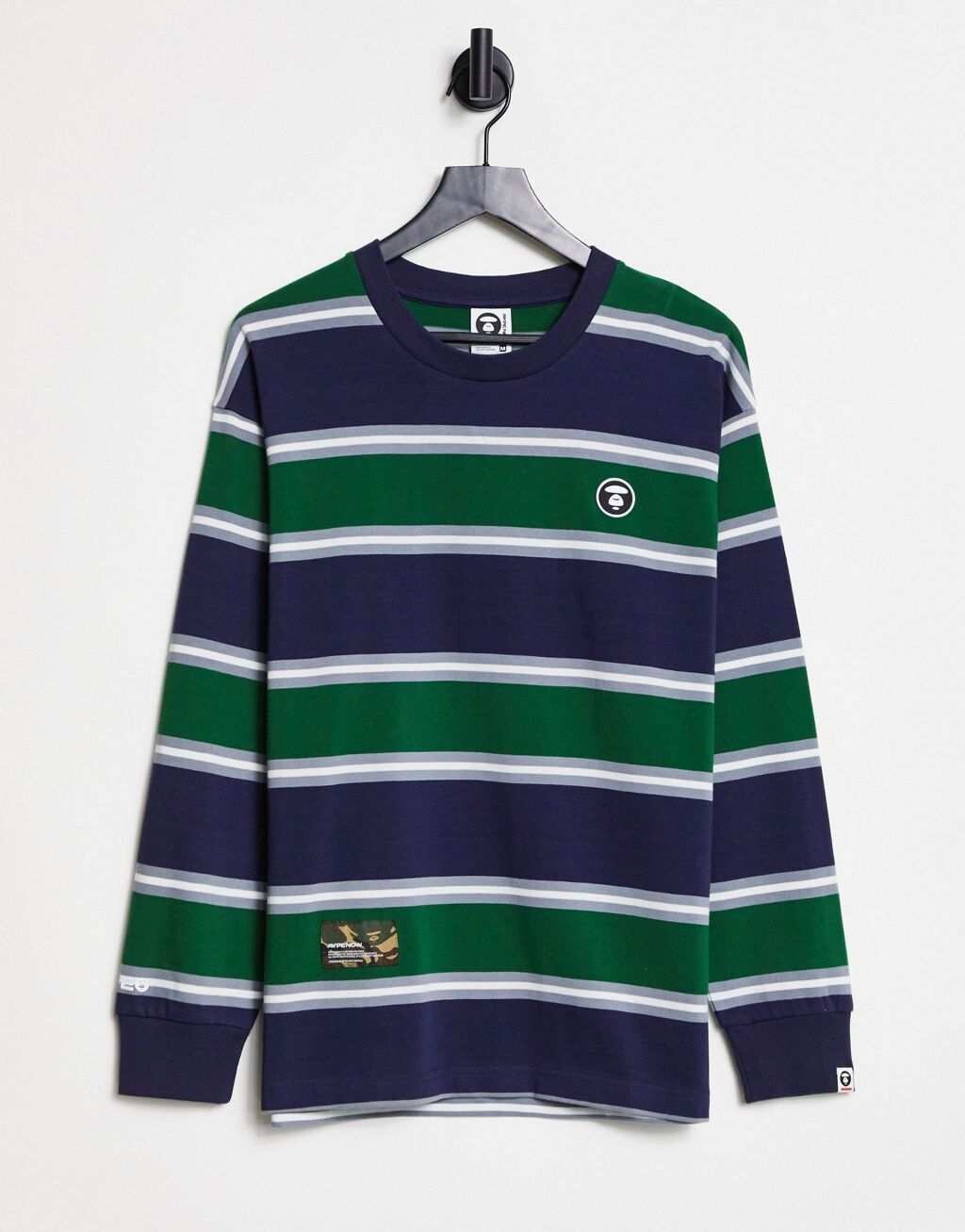 

Темно-синий топ с длинными рукавами в полоску AAPE By A Bathing Ape