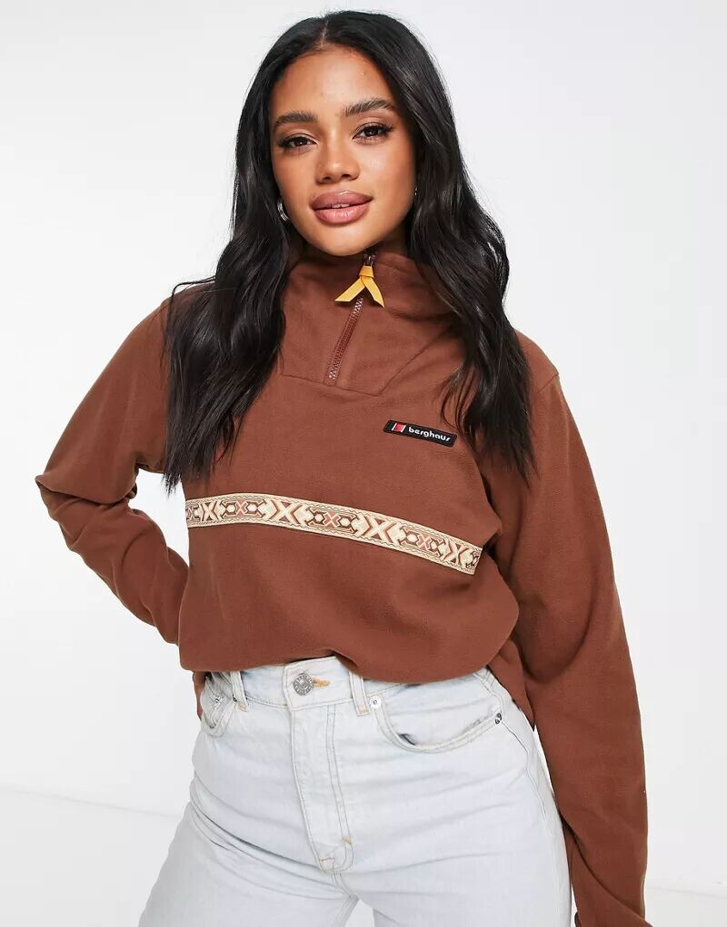 

Коричневый флисовый топ оверсайз Berghaus Aztec с молнией 1/4 половинной длины