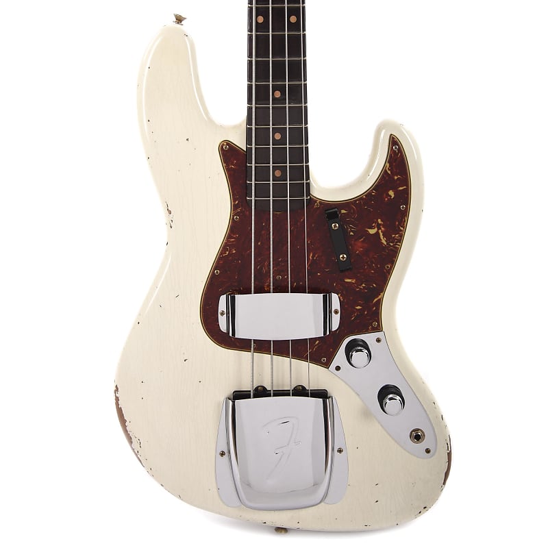 Басс гитара Fender Custom Shop 1960 Jazz Bass Relic Aged Olympic White w/Rosewood Neck