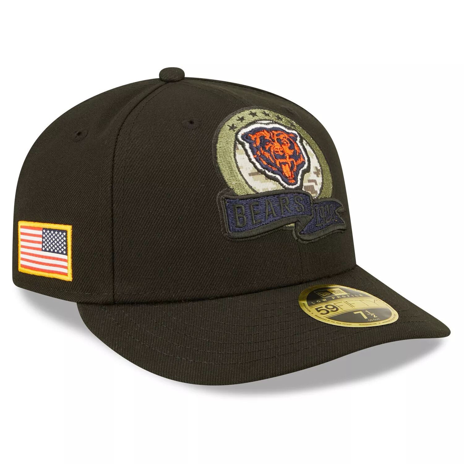 

Мужская облегающая шляпа New Era Black Chicago Bears 2022 Salute To Service Low Profile 59FIFTY