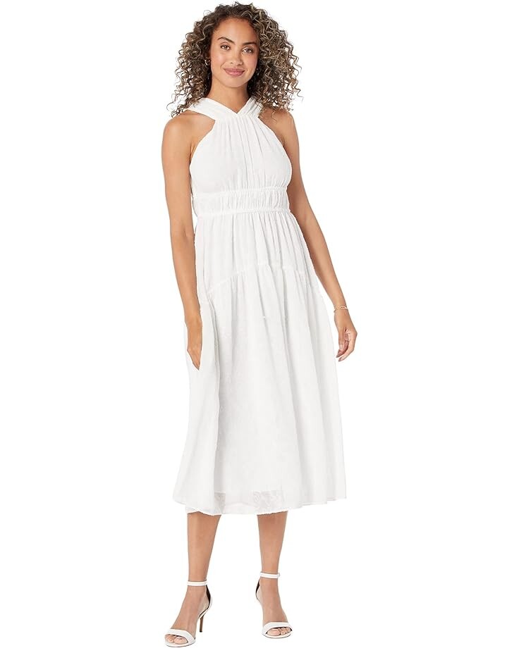 

Платье Maggy London Halter Neck Midi with Tier Skirt, слоновая кость, Бежевый