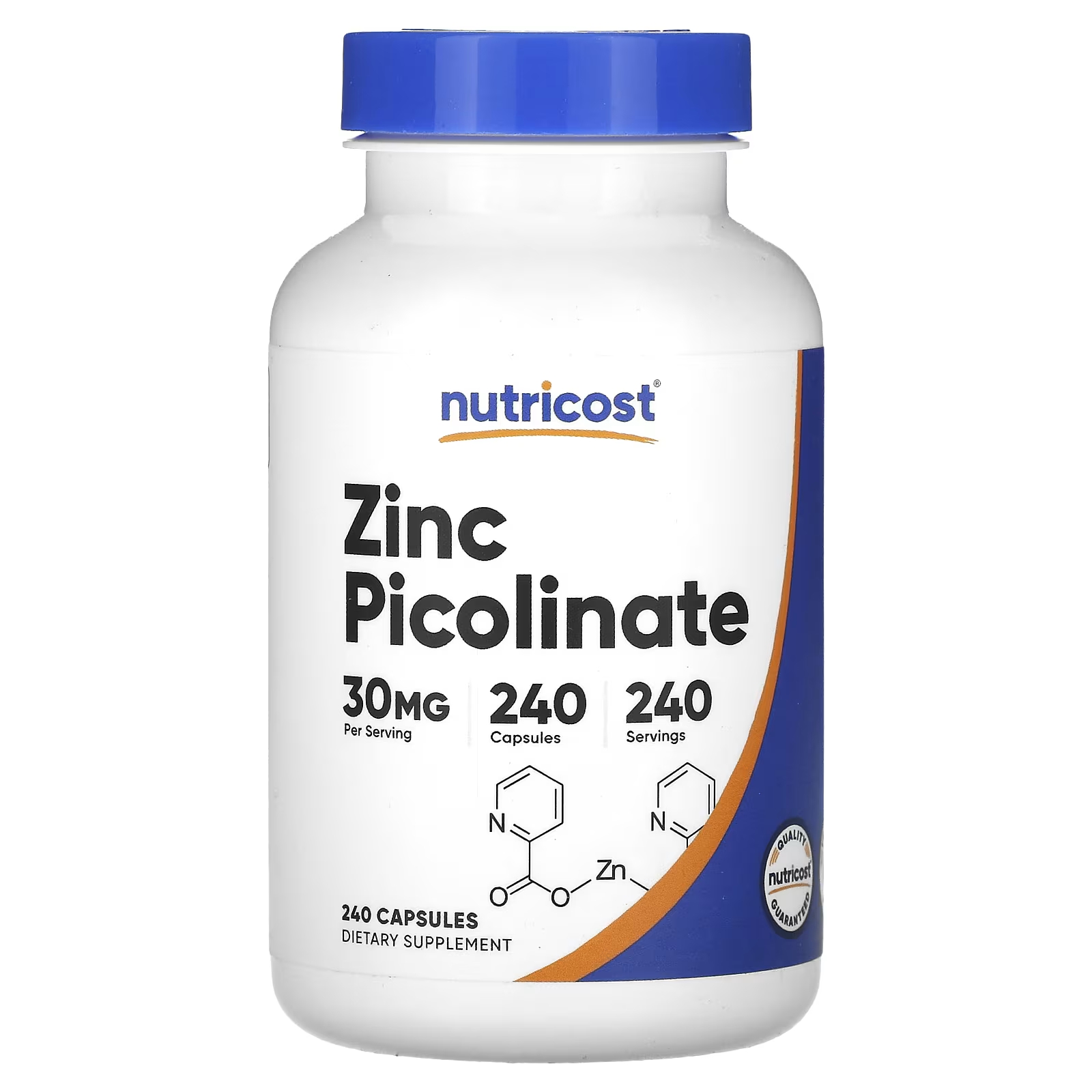 Пиколинат цинка Nutricost 30 мг, 240 капсул бады тонизирующие и общеукрепляющие mychoice nutrition добавка zinc picolinate пиколинат цинка