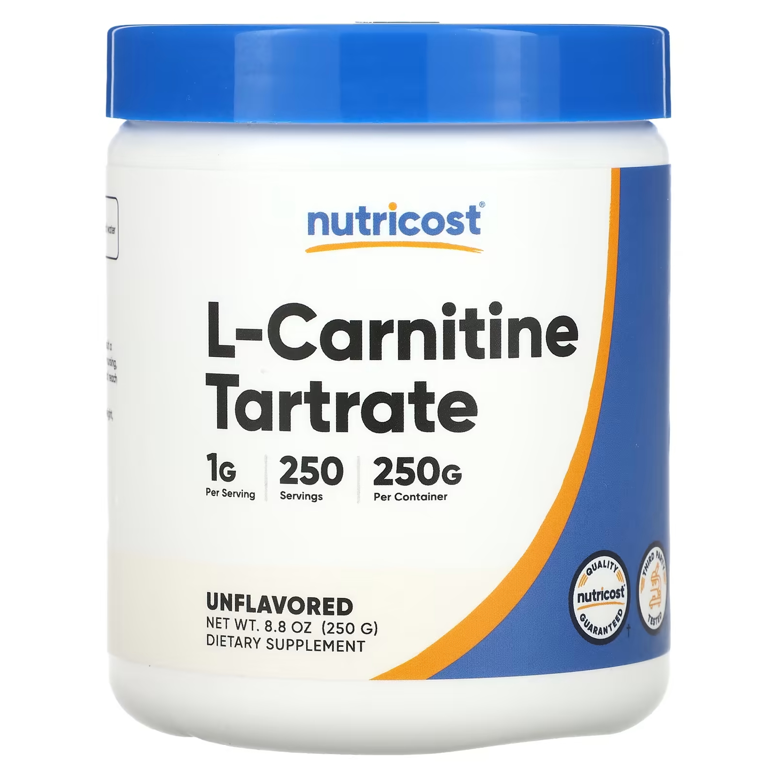 Nutricost L-карнитин тартрат без вкуса, 8,8 унции (250 г) l карнозин nutricost без вкуса 50 г