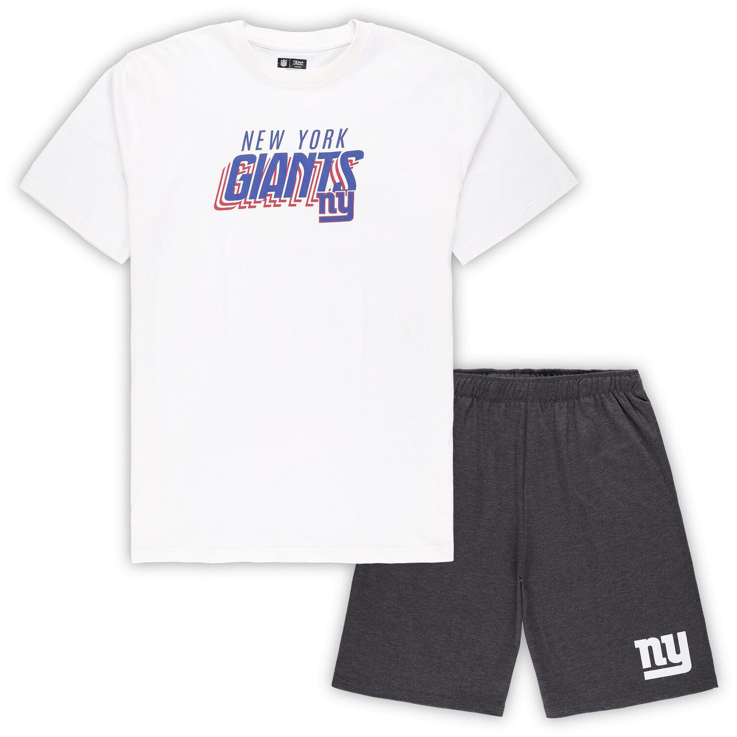 

Мужской комплект из футболки и шорт Concepts Sport белый/угольный New York Giants Big & Tall