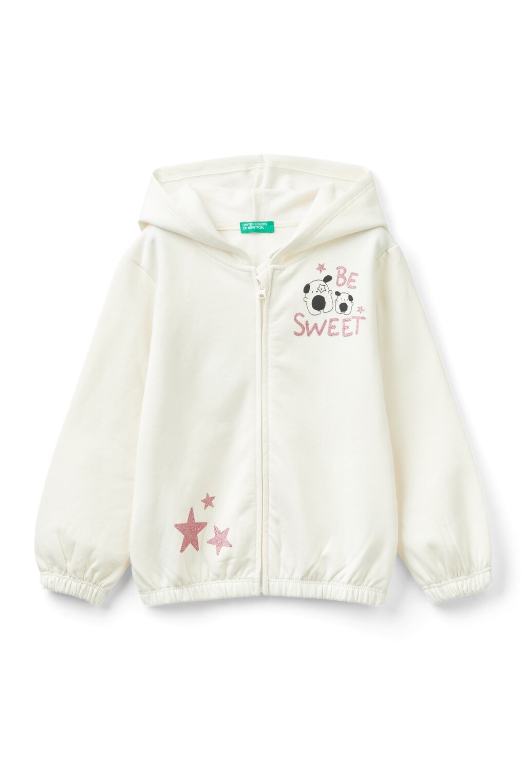 

Толстовка на молнии With Glitter United Colors of Benetton, белый