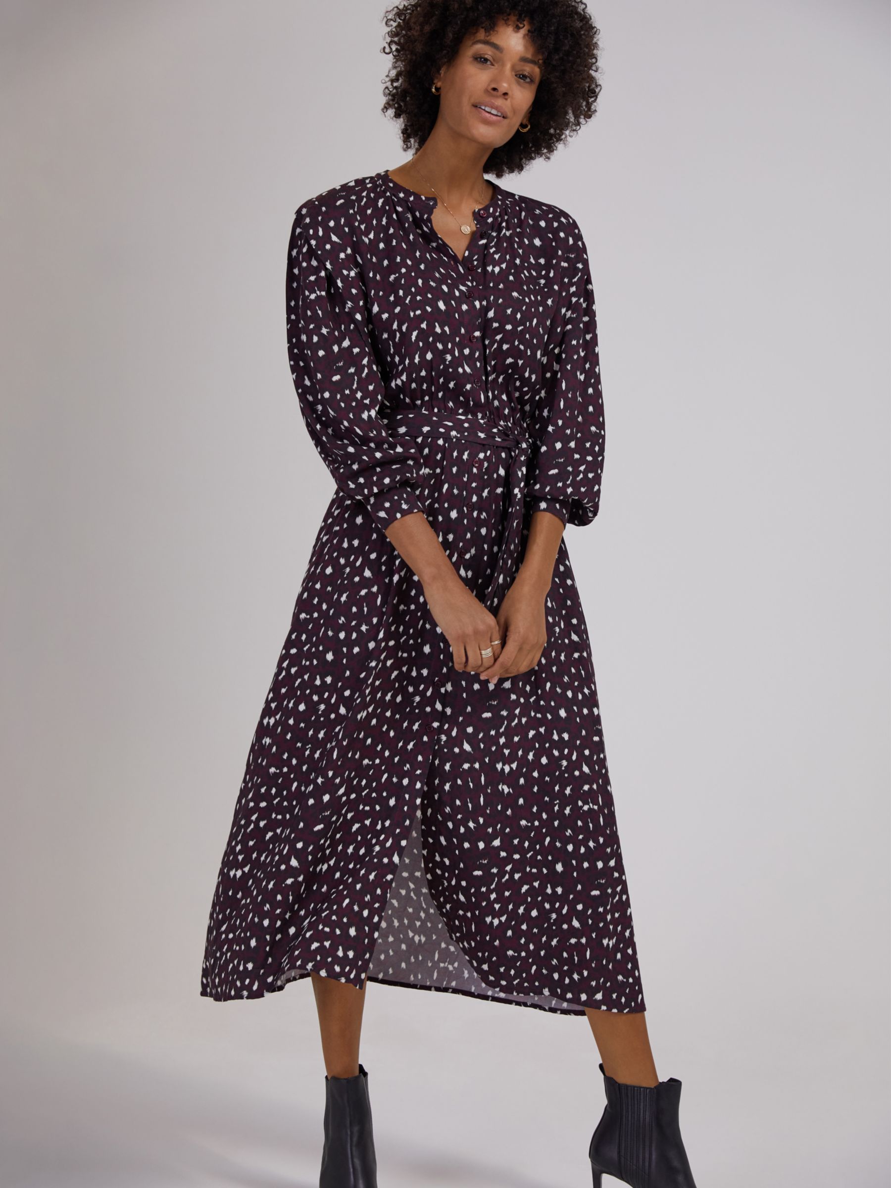 Платье-рубашка миди из крепа Baukjen Harper, темно-вишневый цена и фото