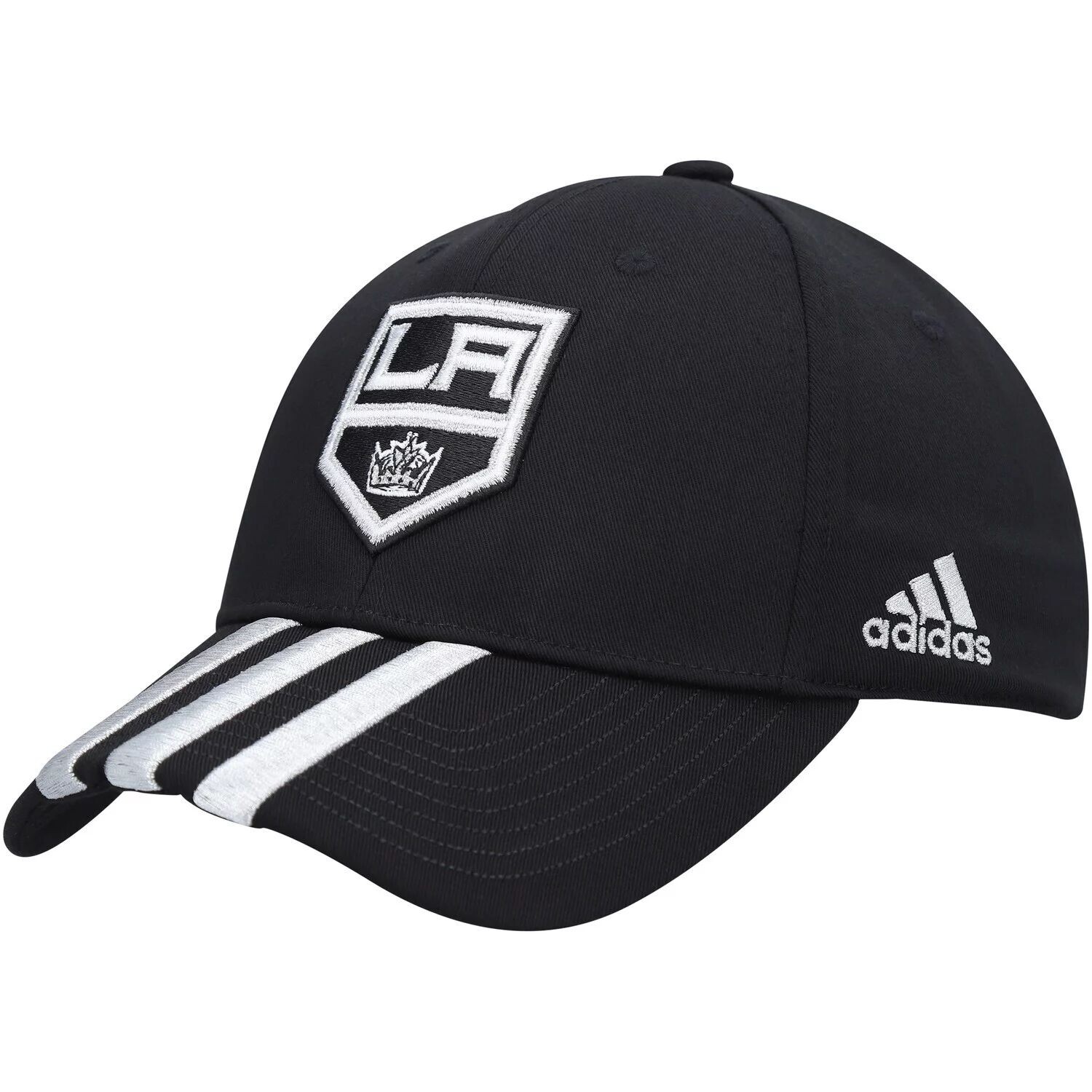 

Мужская черная регулируемая кепка с тремя полосками adidas Los Angeles Kings Locker Room