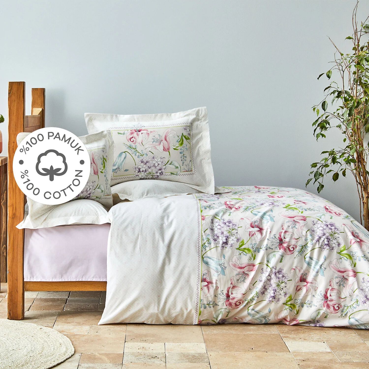 комплект постельного белья karaca home cosmos из 100% хлопка цвет индиго Karaca Home Melosa Розовый Комплект постельного белья из 100 % хлопка