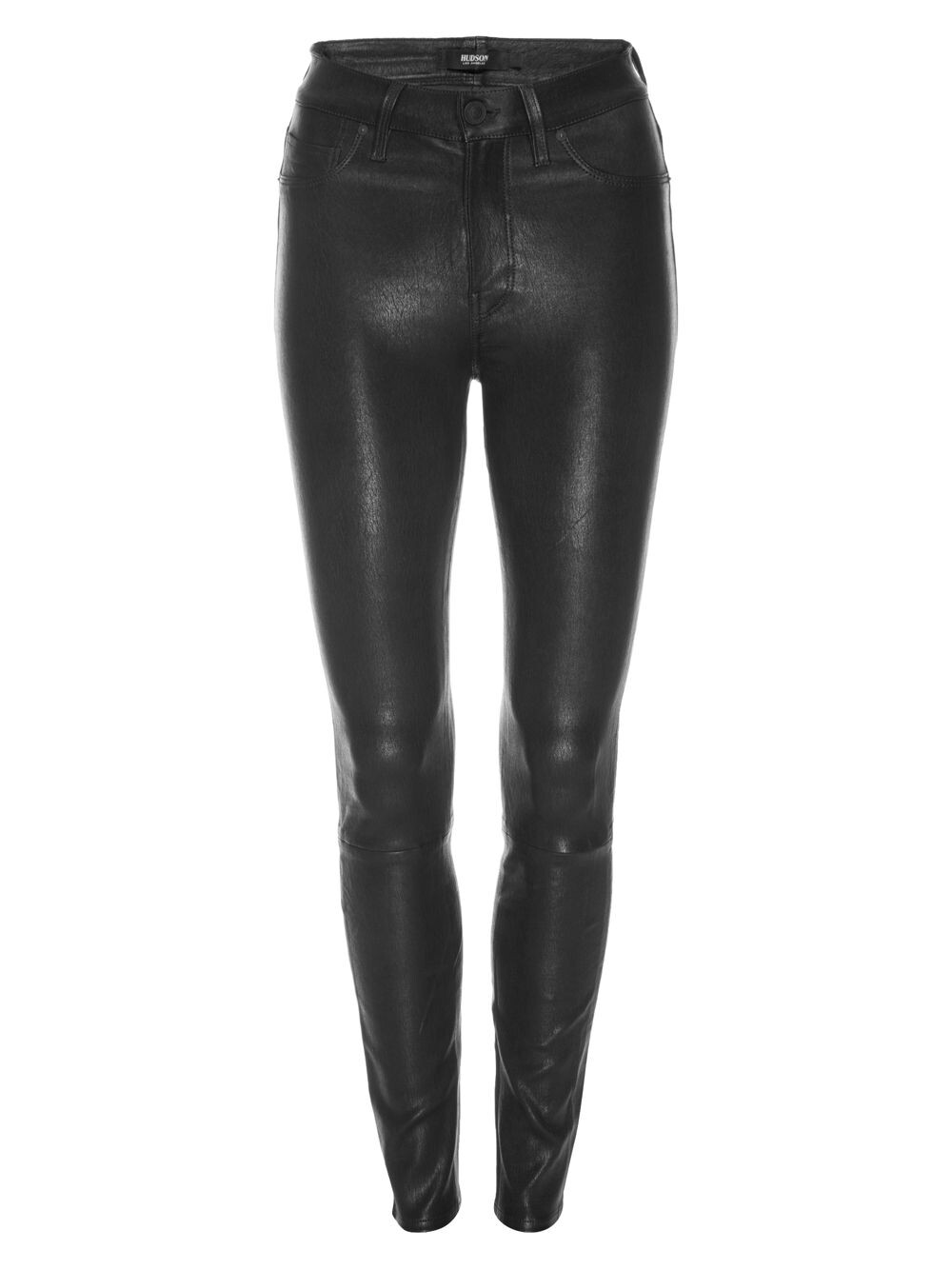 

Суперузкие кожаные брюки Barbara с высокой посадкой Hudson Jeans, черный