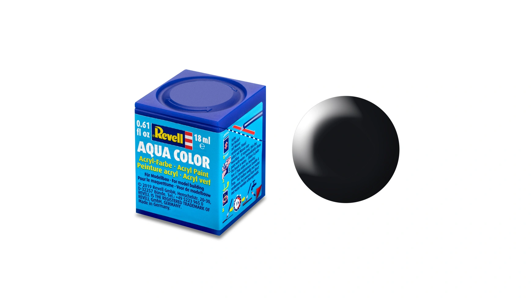 

Revell Aqua Color Black, полуматовый, 18 мл, RAL 9005