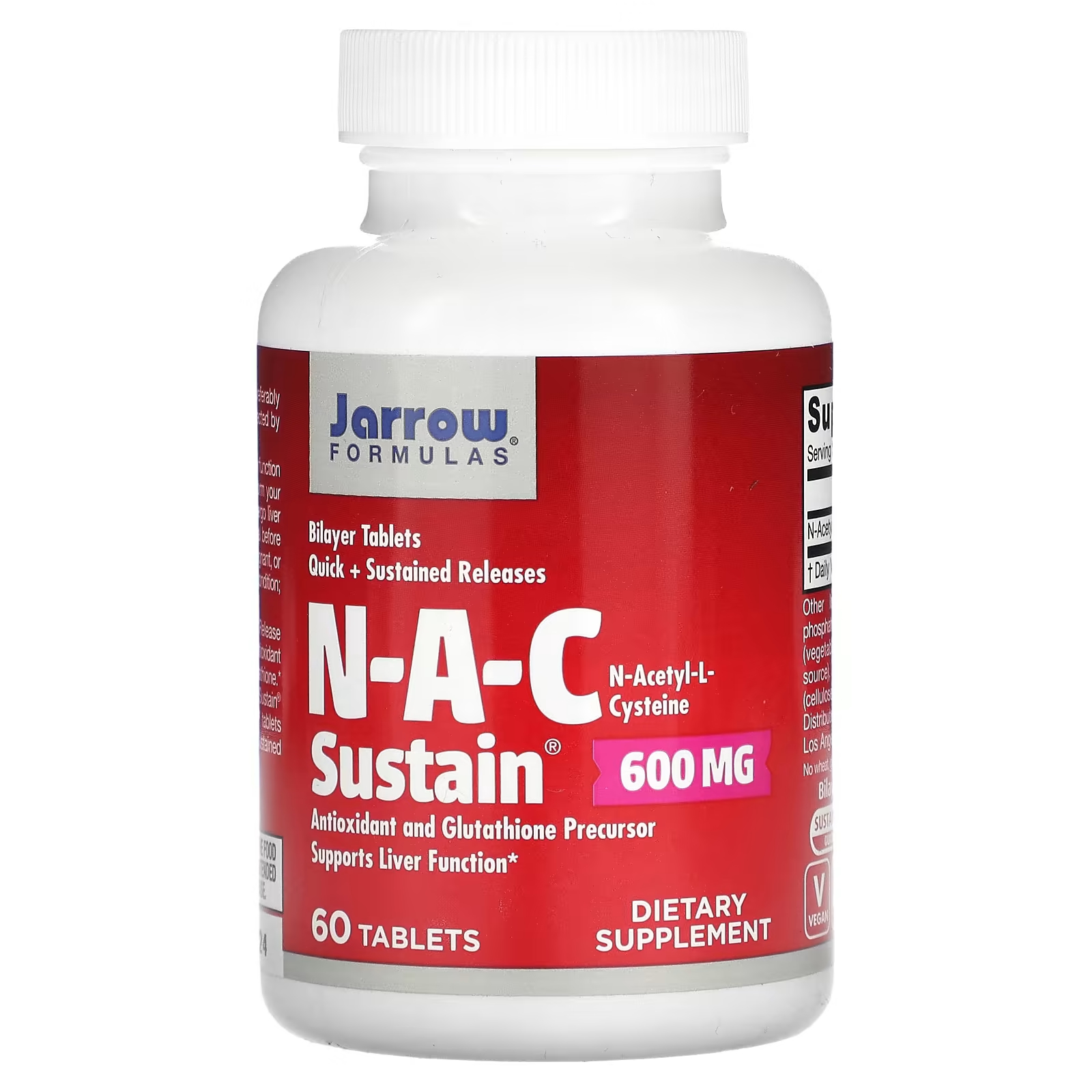 Пищевая добавка Jarrow Formulas NAC Sustain 600 мг, 60 таблеток цена и фото