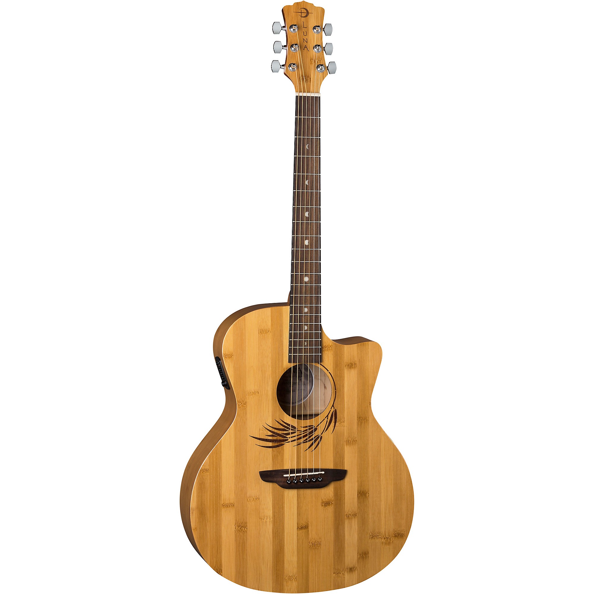 цена Luna Guitars Woodland Bamboo Grand Auditorium Акустически-электрическая гитара Natural