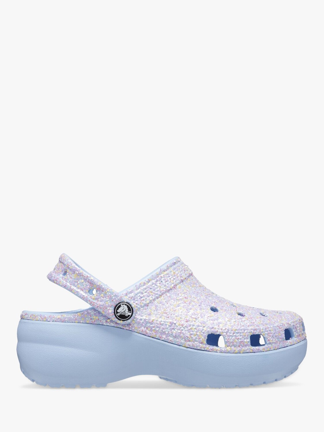 

Классические блестящие сабо на платформе Crocs, синий/разный