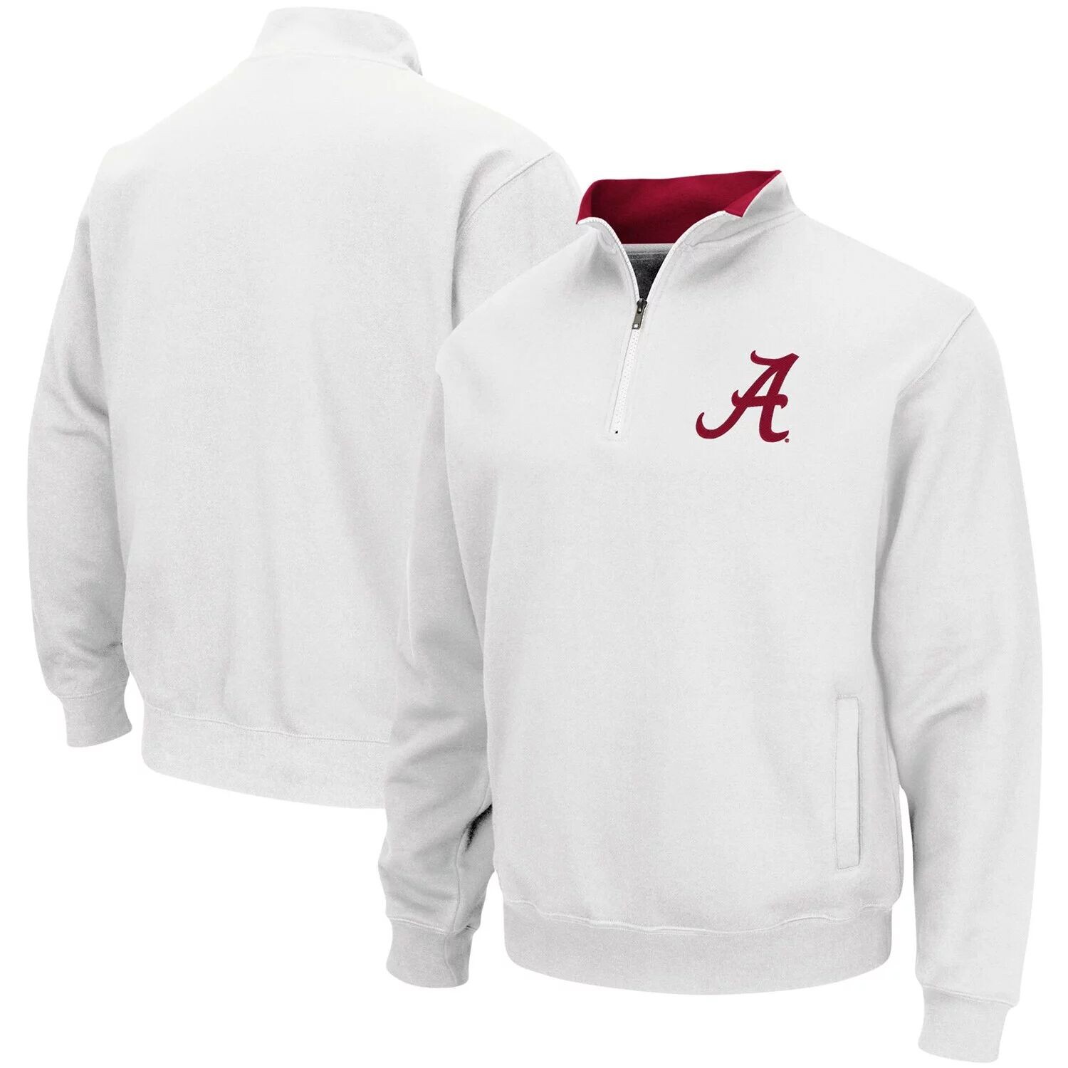 

Мужской белый пуловер с молнией в четверть и логотипом Alabama Crimson Tide Tortugas Colosseum