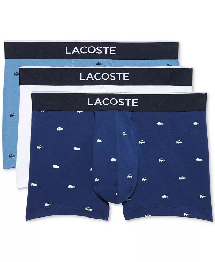 

Мужские повседневные фирменные плавки с крокодиловым принтом, набор из 3 шт Lacoste, синий